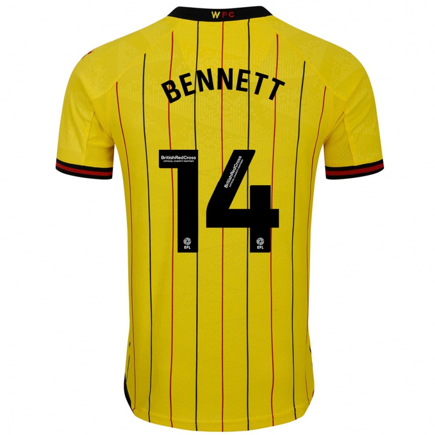 ילדים כדורגל Harley Bennett #14 צהוב שחור ג'רזי ביתית 2024/25