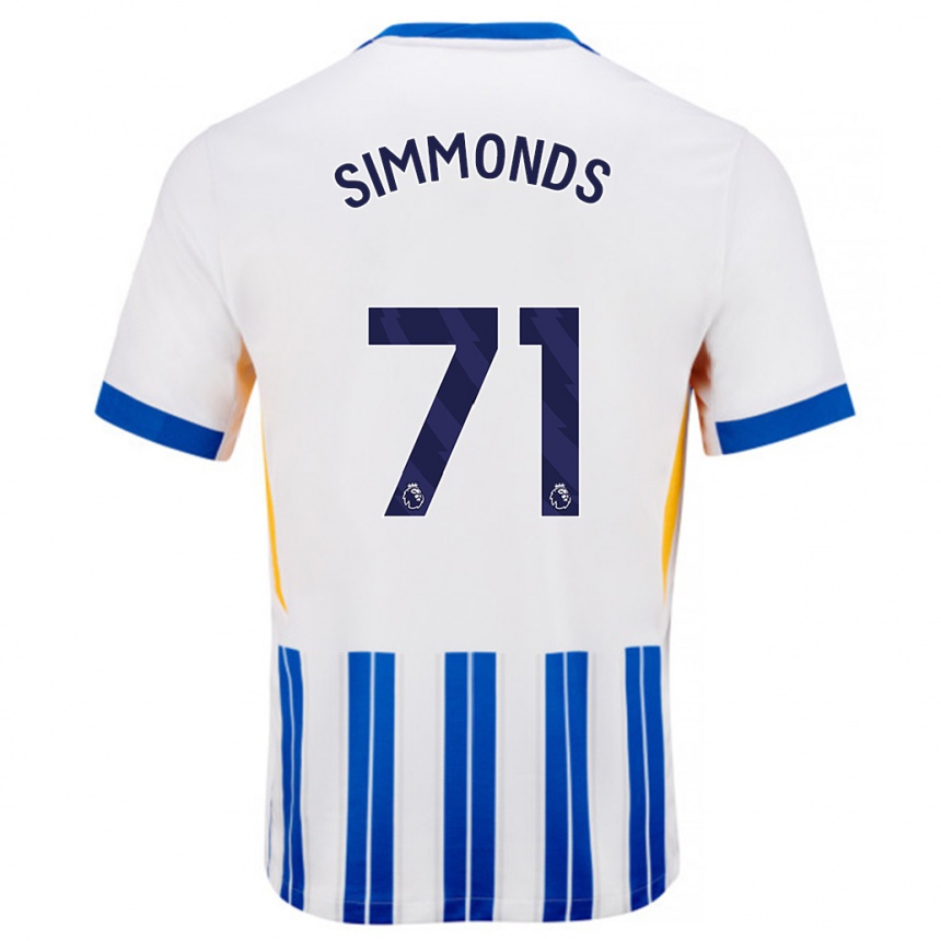 ילדים כדורגל Freddie Simmonds #71 פסי סיכה כחולים לבנים ג'רזי ביתית 2024/25