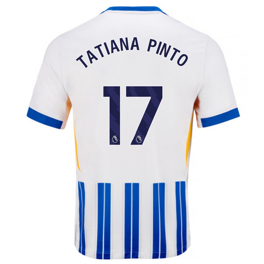 ילדים כדורגל טטיאנה פינטו #17 פסי סיכה כחולים לבנים ג'רזי ביתית 2024/25