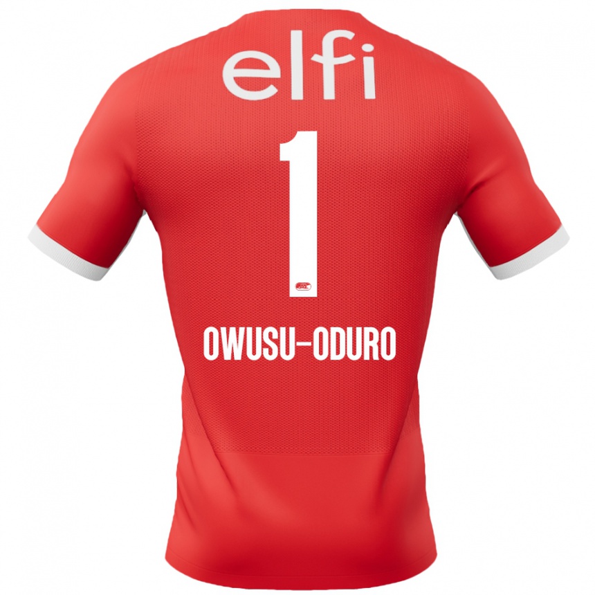ילדים כדורגל Rome Jayden Owusu-Oduro #1 אדום לבן ג'רזי ביתית 2024/25