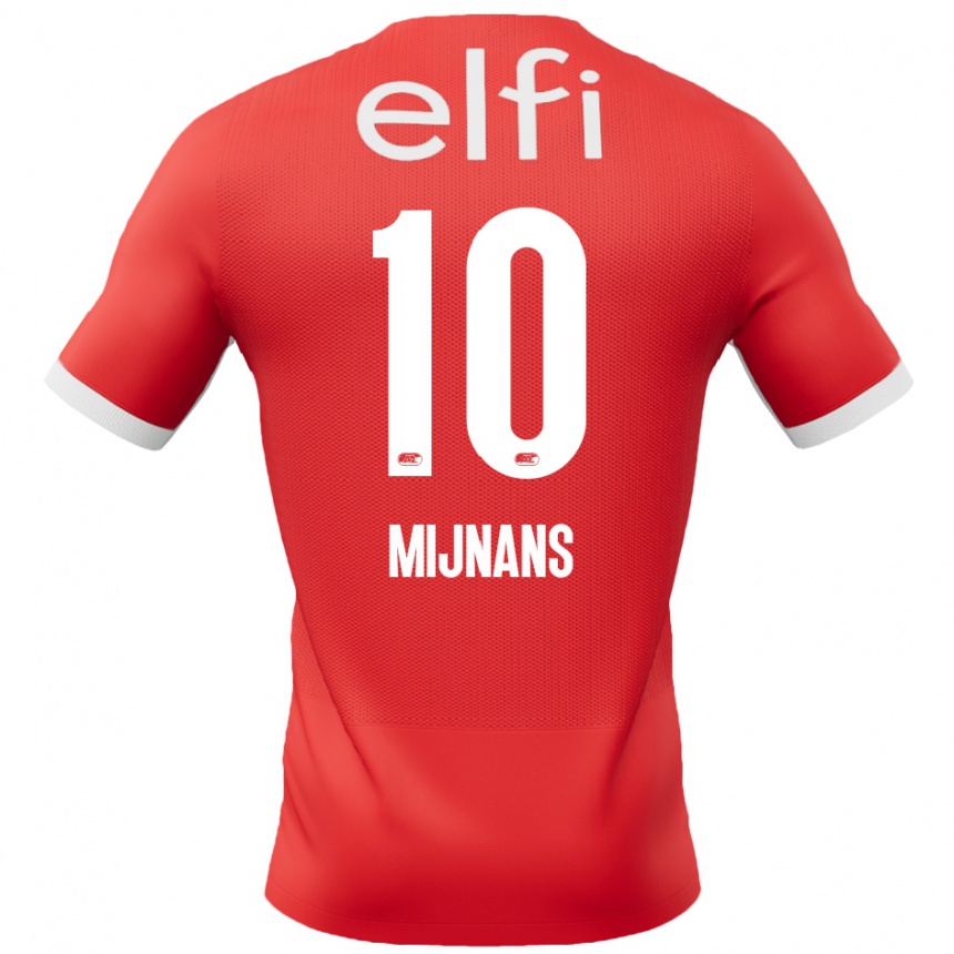 ילדים כדורגל Sven Mijnans #10 אדום לבן ג'רזי ביתית 2024/25