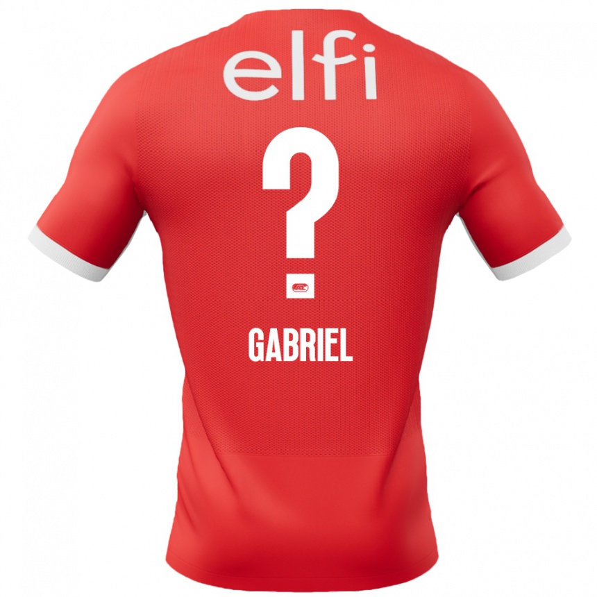 ילדים כדורגל Gabriel Jongens #0 אדום לבן ג'רזי ביתית 2024/25