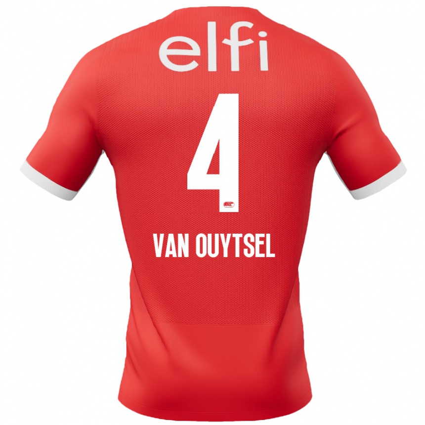 ילדים כדורגל Kevin Van Ouytsel #4 אדום לבן ג'רזי ביתית 2024/25