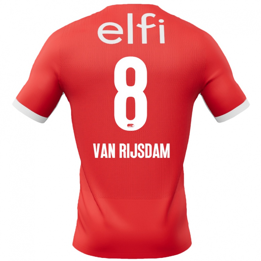 ילדים כדורגל Julian Van Rijsdam #8 אדום לבן ג'רזי ביתית 2024/25