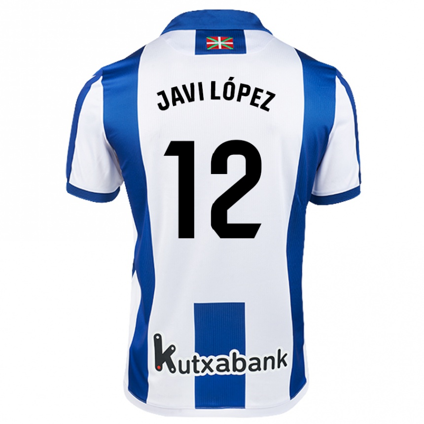 ילדים כדורגל Javi López #12 לבן כחול ג'רזי ביתית 2024/25