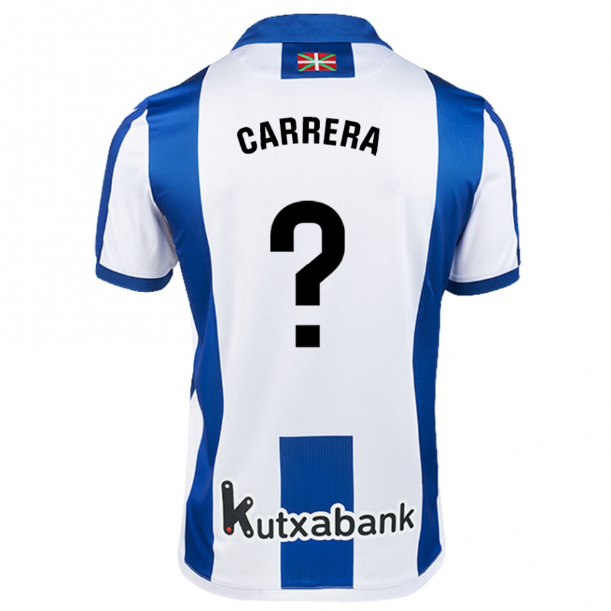 ילדים כדורגל Gorka Carrera #0 לבן כחול ג'רזי ביתית 2024/25