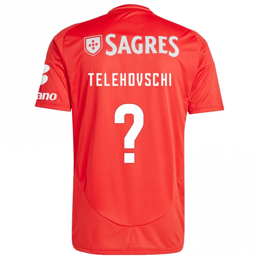 ילדים כדורגל Dinis Telehovschi #0 אדום לבן ג'רזי ביתית 2024/25