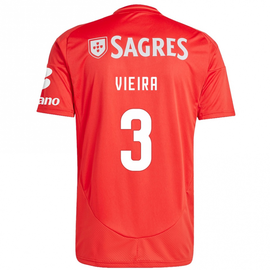 ילדים כדורגל Miguel Vieira #3 אדום לבן ג'רזי ביתית 2024/25