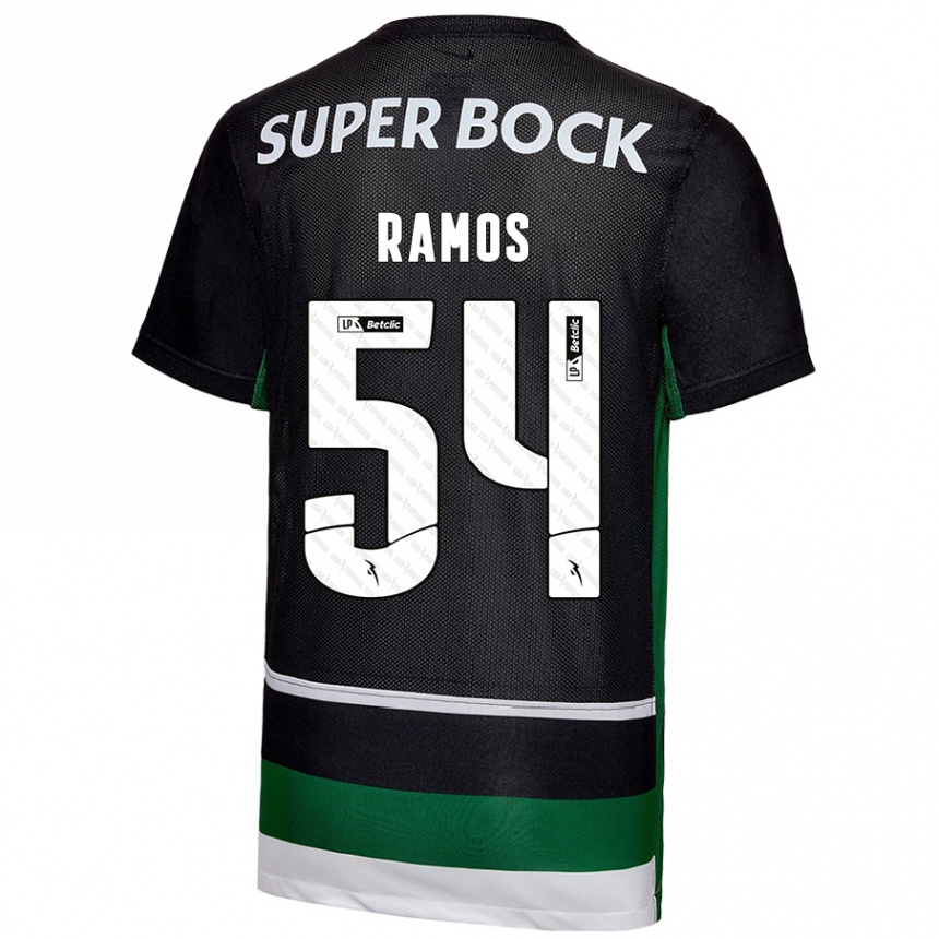 ילדים כדורגל Bruno Ramos #54 שחור לבן ירוק ג'רזי ביתית 2024/25