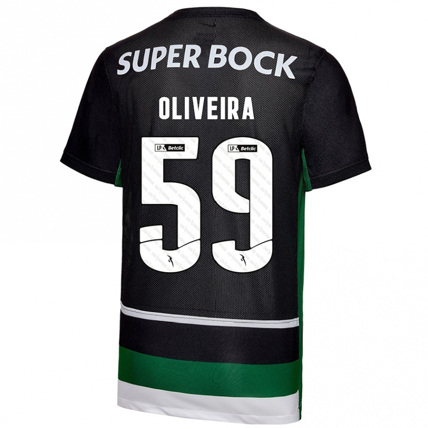 ילדים כדורגל Kauã Oliveira #59 שחור לבן ירוק ג'רזי ביתית 2024/25