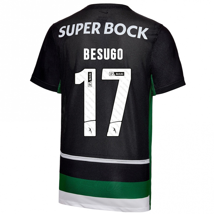 ילדים כדורגל Neuza Besugo #17 שחור לבן ירוק ג'רזי ביתית 2024/25