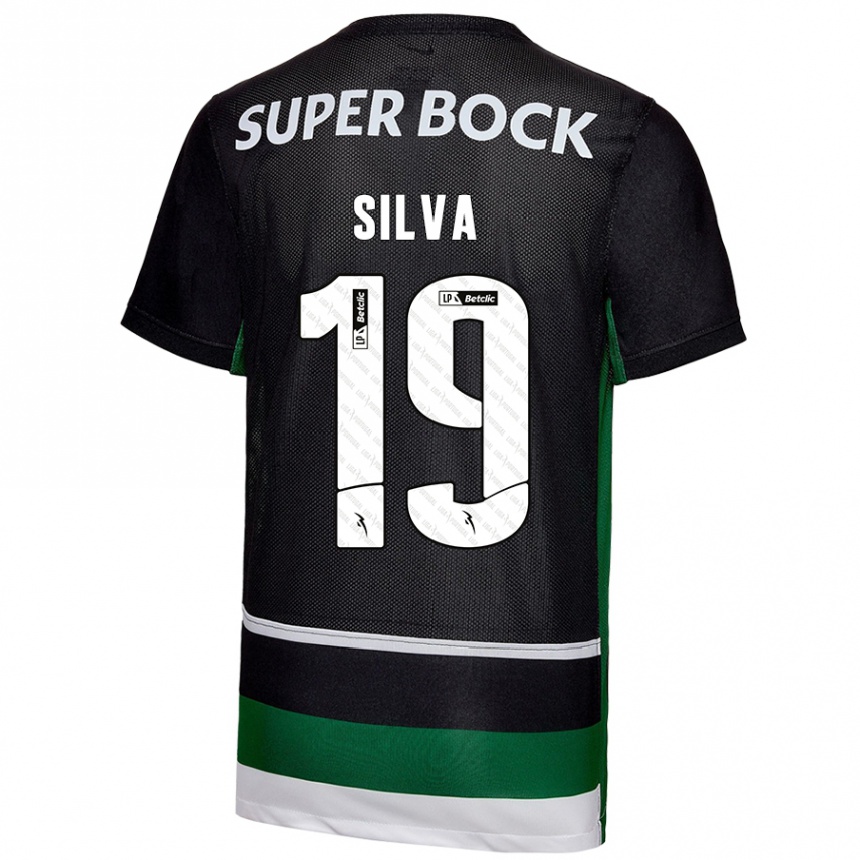 ילדים כדורגל Diana Silva #19 שחור לבן ירוק ג'רזי ביתית 2024/25