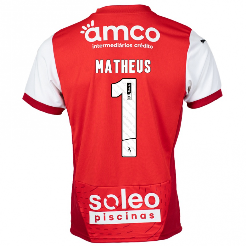 ילדים כדורגל Matheus #1 אדום לבן ג'רזי ביתית 2024/25