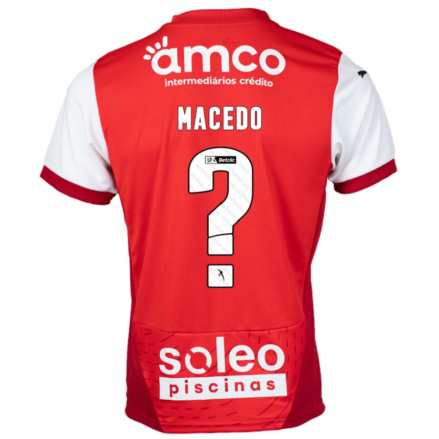ילדים כדורגל Tiago Macedo #0 אדום לבן ג'רזי ביתית 2024/25