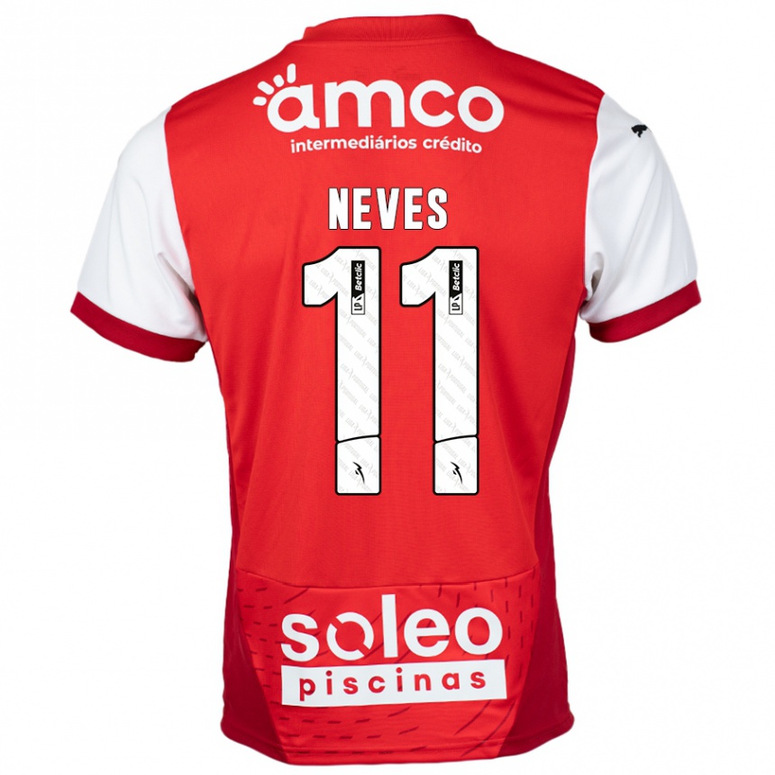ילדים כדורגל Bernardo Neves #11 אדום לבן ג'רזי ביתית 2024/25