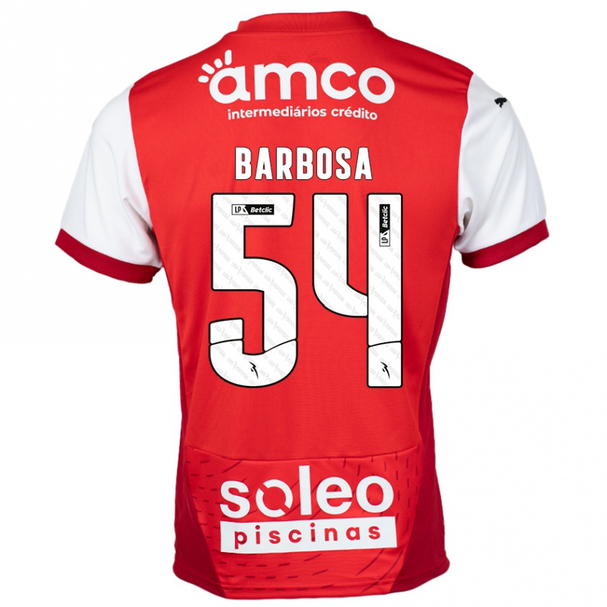ילדים כדורגל Guilherme Barbosa #54 אדום לבן ג'רזי ביתית 2024/25
