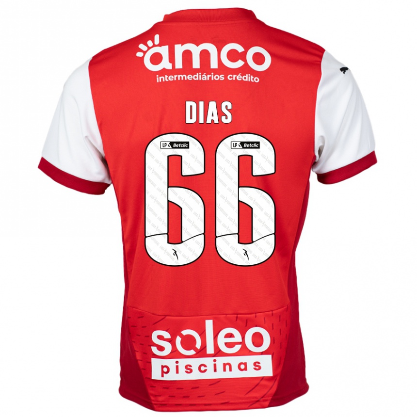 ילדים כדורגל Gonçalo Dias #66 אדום לבן ג'רזי ביתית 2024/25