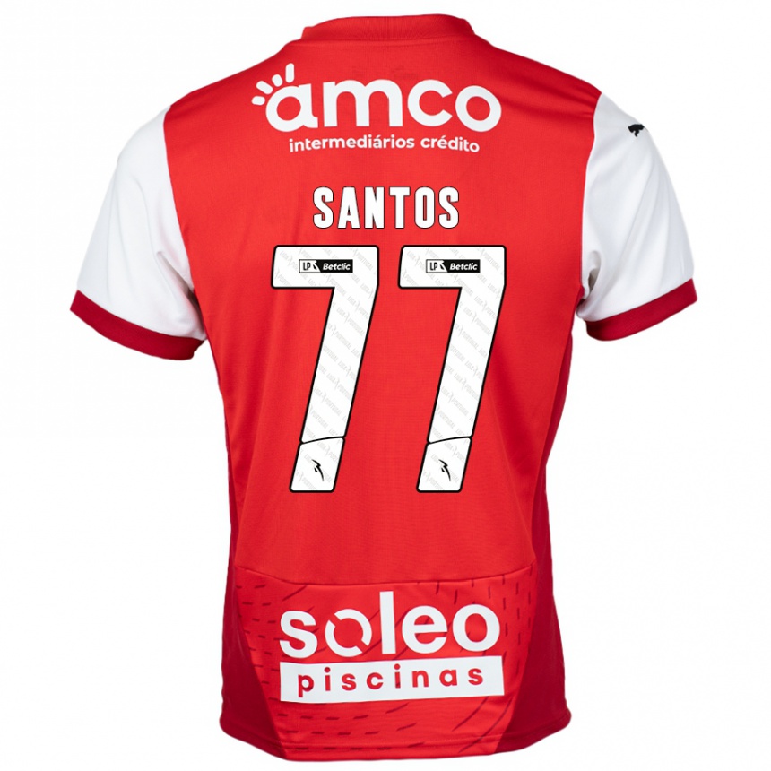 ילדים כדורגל Edu Santos #77 אדום לבן ג'רזי ביתית 2024/25