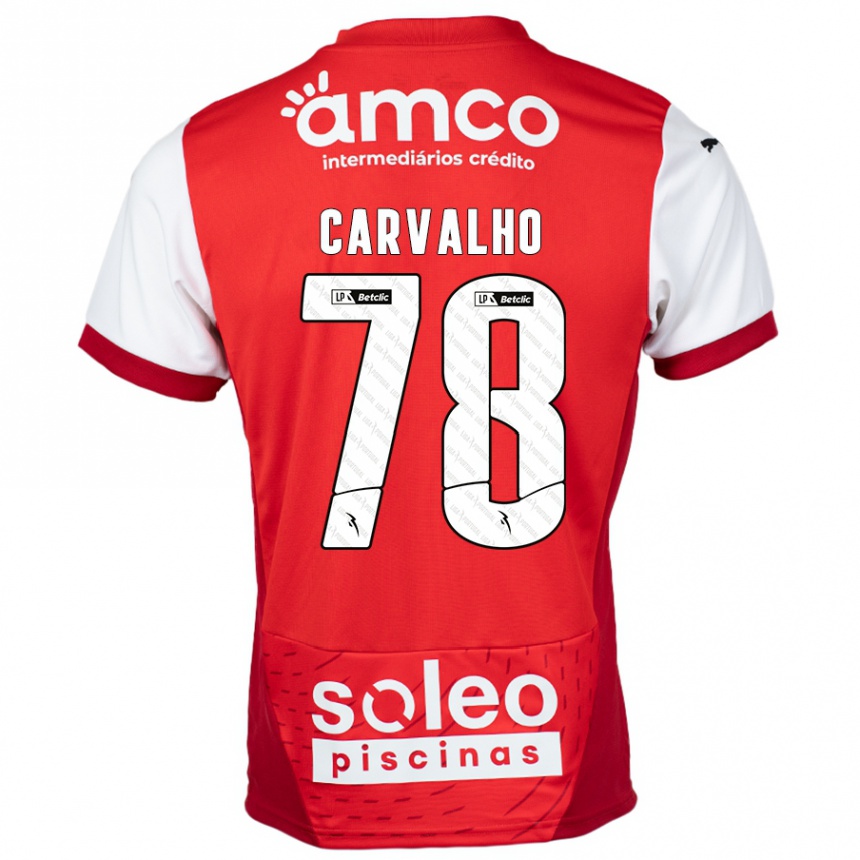 ילדים כדורגל João Carvalho #78 אדום לבן ג'רזי ביתית 2024/25