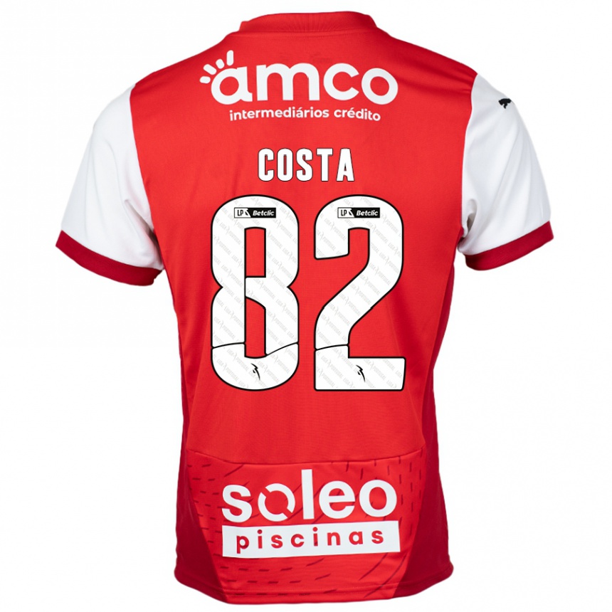 ילדים כדורגל Gui Costa #82 אדום לבן ג'רזי ביתית 2024/25
