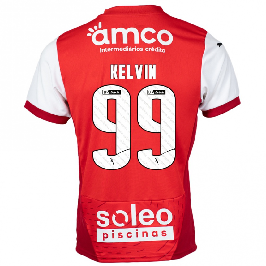 ילדים כדורגל Kauan Kelvin #99 אדום לבן ג'רזי ביתית 2024/25