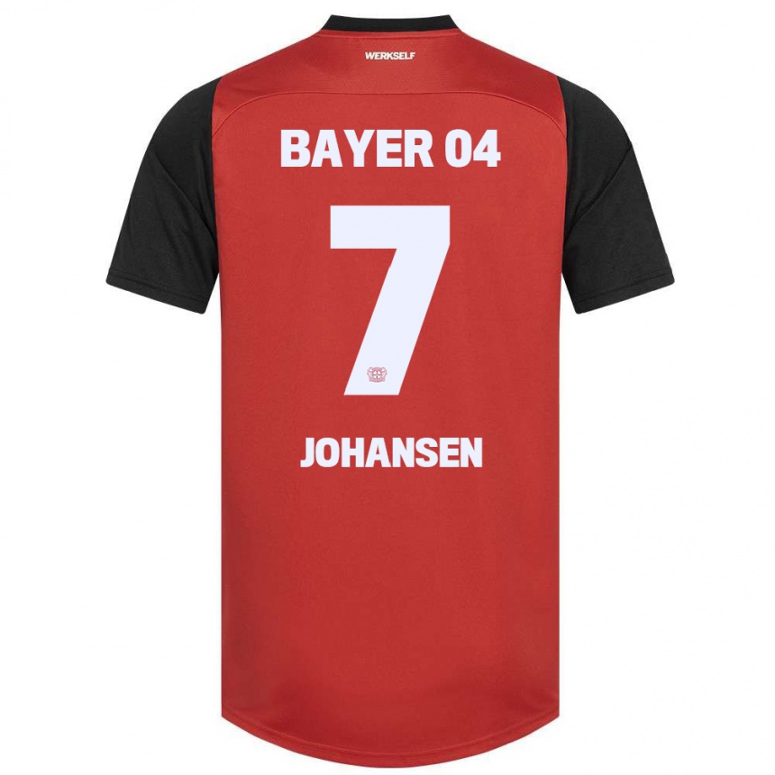 ילדים כדורגל Cecilie Johansen #7 אדום שחור ג'רזי ביתית 2024/25