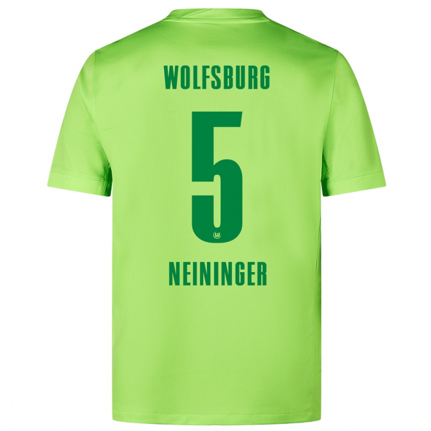 ילדים כדורגל Tim Neininger #5 ירוק ניאון ג'רזי ביתית 2024/25