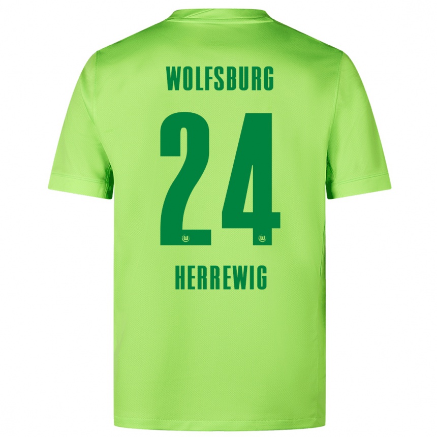ילדים כדורגל Max Herrewig #24 ירוק ניאון ג'רזי ביתית 2024/25