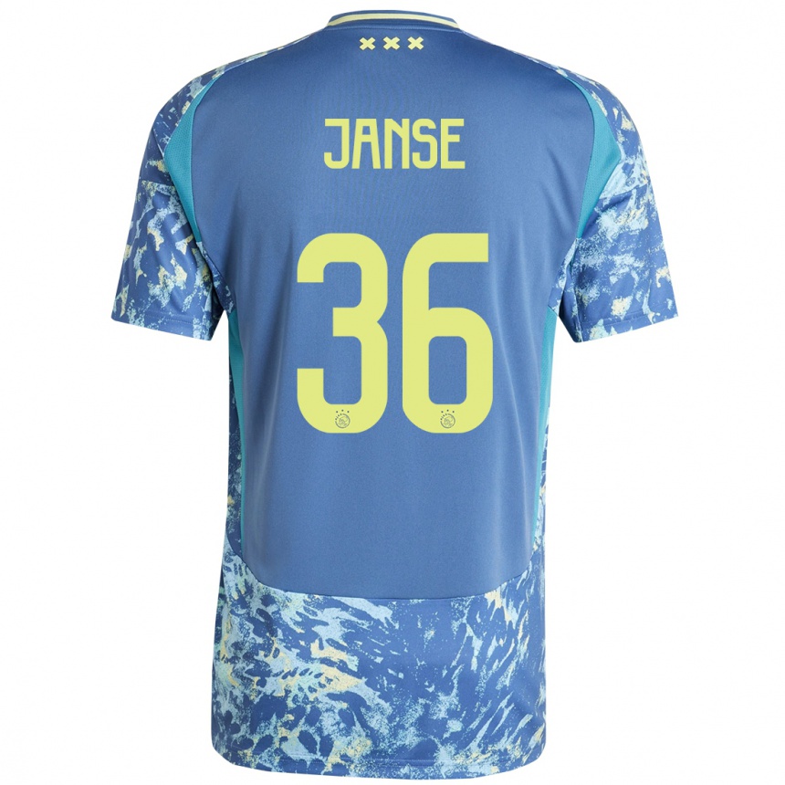ילדים כדורגל Dies Janse #36 אפור כחול צהוב הרחק ג'רזי 2024/25