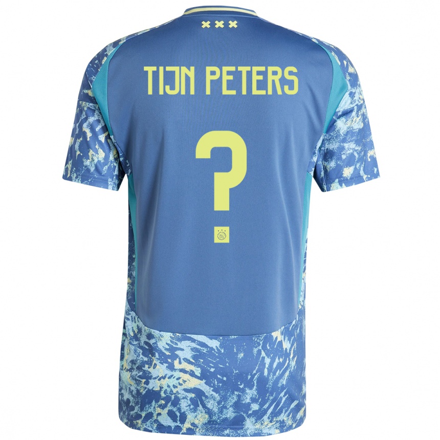 ילדים כדורגל Tijn Peters #0 אפור כחול צהוב הרחק ג'רזי 2024/25