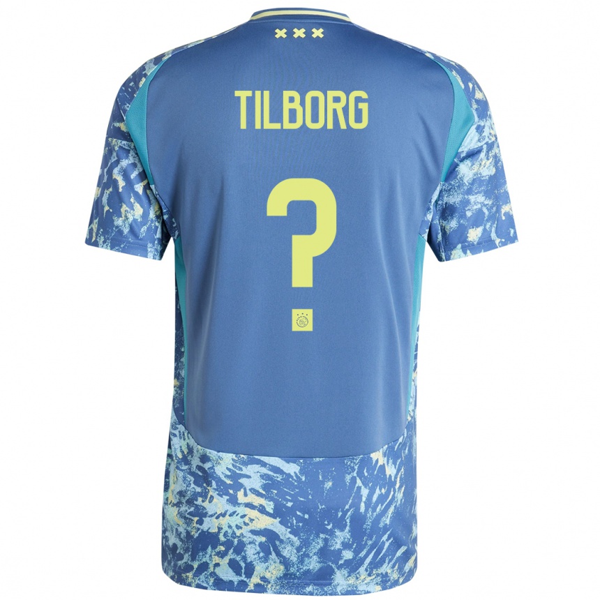 ילדים כדורגל Sesynijo Tilborg #0 אפור כחול צהוב הרחק ג'רזי 2024/25