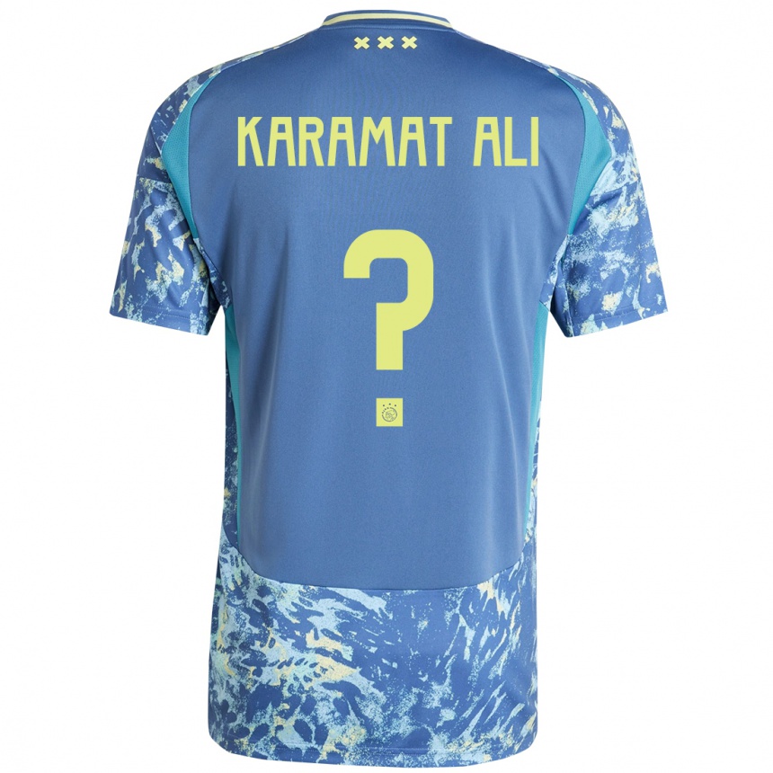 ילדים כדורגל Yaïr Karamat Ali #0 אפור כחול צהוב הרחק ג'רזי 2024/25
