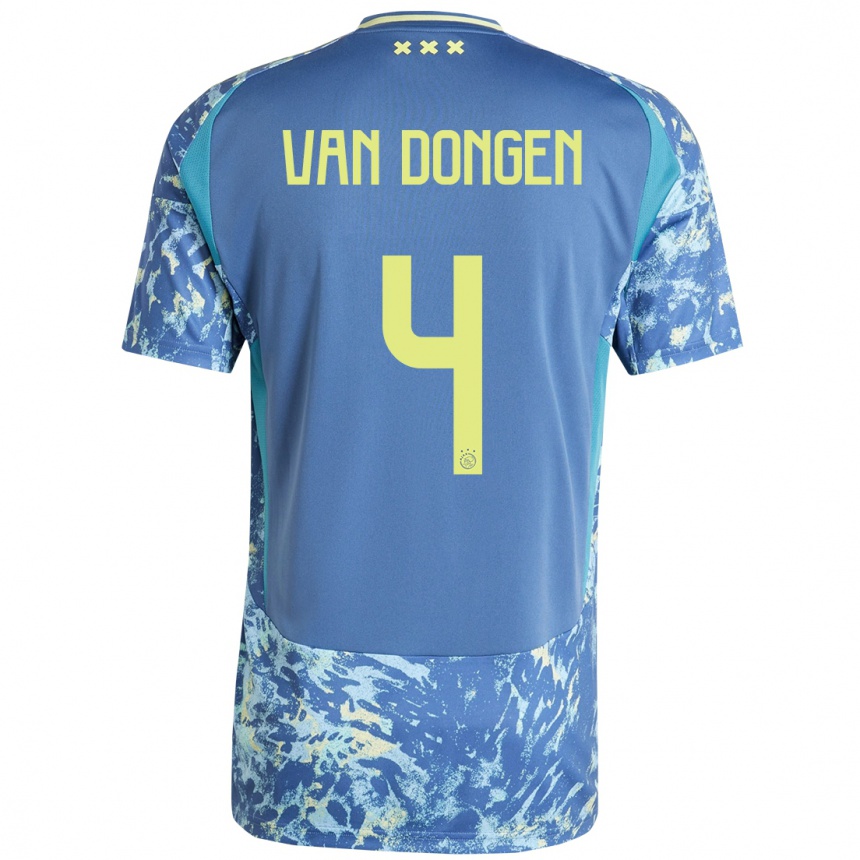 ילדים כדורגל Bram Van Dongen #4 אפור כחול צהוב הרחק ג'רזי 2024/25