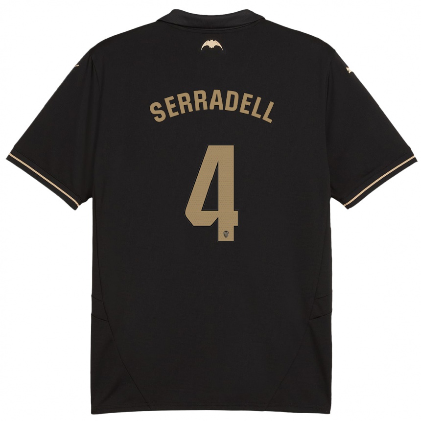 ילדים כדורגל Álex Serradell #4 שָׁחוֹר הרחק ג'רזי 2024/25