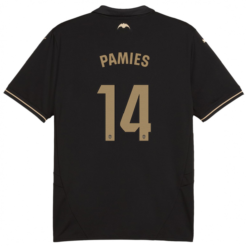 ילדים כדורגל Javi Pamies #14 שָׁחוֹר הרחק ג'רזי 2024/25