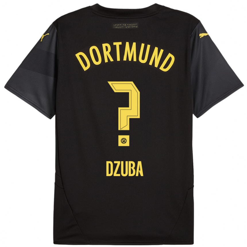 ילדים כדורגל Fabian Dzuba #0 שחור צהוב הרחק ג'רזי 2024/25