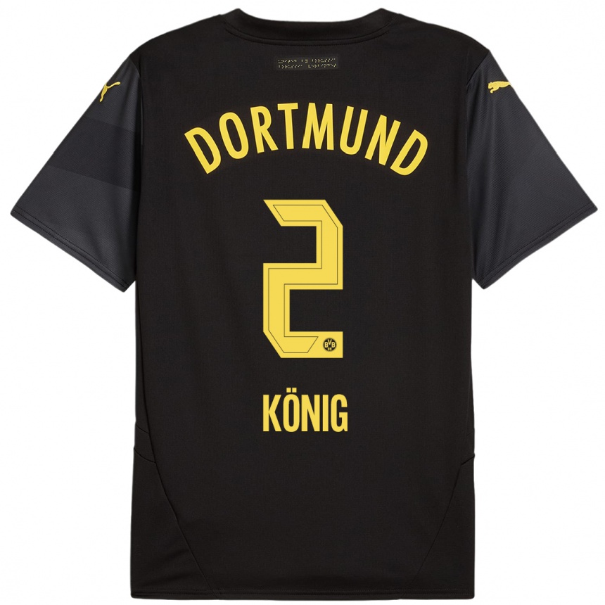 ילדים כדורגל Niklas König #2 שחור צהוב הרחק ג'רזי 2024/25