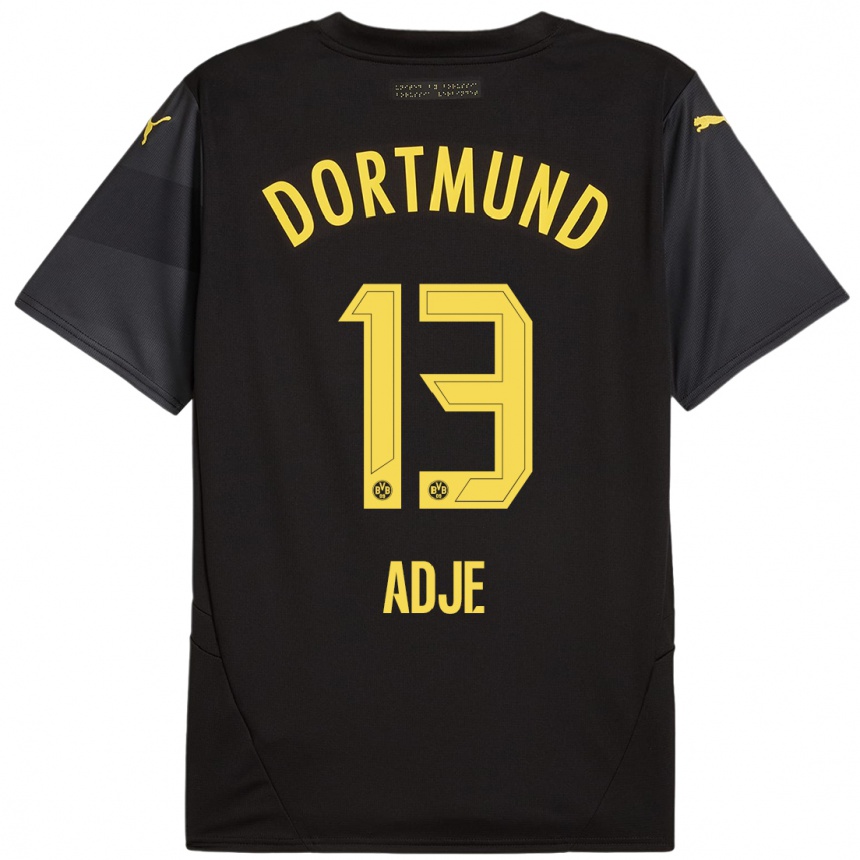 ילדים כדורגל Miguel Adje #13 שחור צהוב הרחק ג'רזי 2024/25
