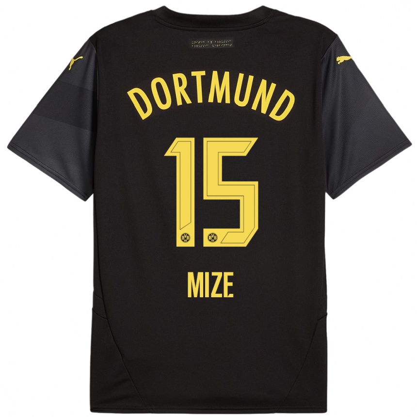 ילדים כדורגל Jack Mize #15 שחור צהוב הרחק ג'רזי 2024/25