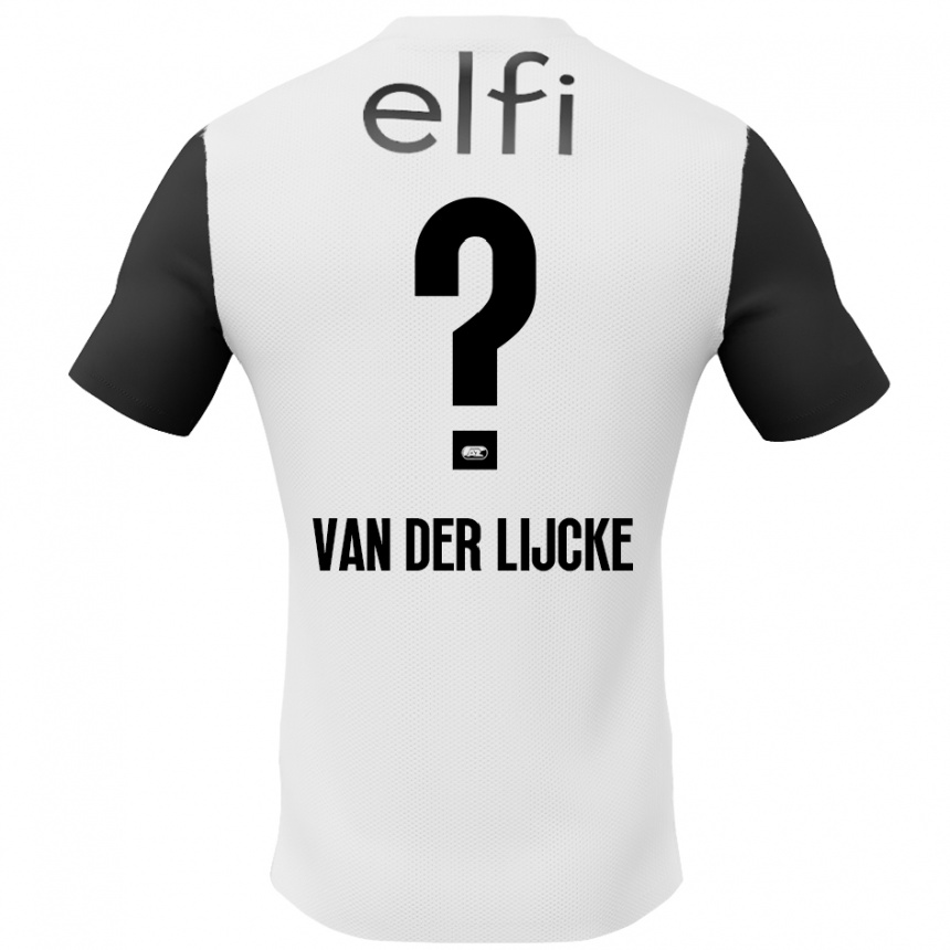 ילדים כדורגל Donny Van Der Lijcke #0 לבן שחור הרחק ג'רזי 2024/25