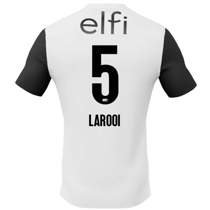 ילדים כדורגל Finn Larooi #5 לבן שחור הרחק ג'רזי 2024/25