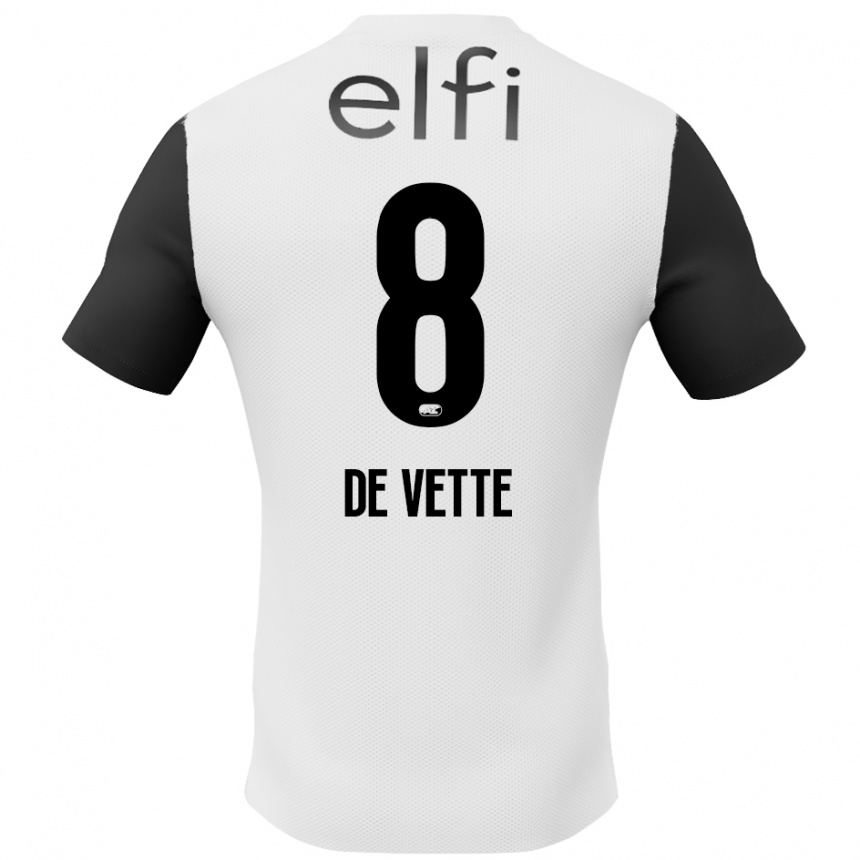 ילדים כדורגל Manique De Vette #8 לבן שחור הרחק ג'רזי 2024/25