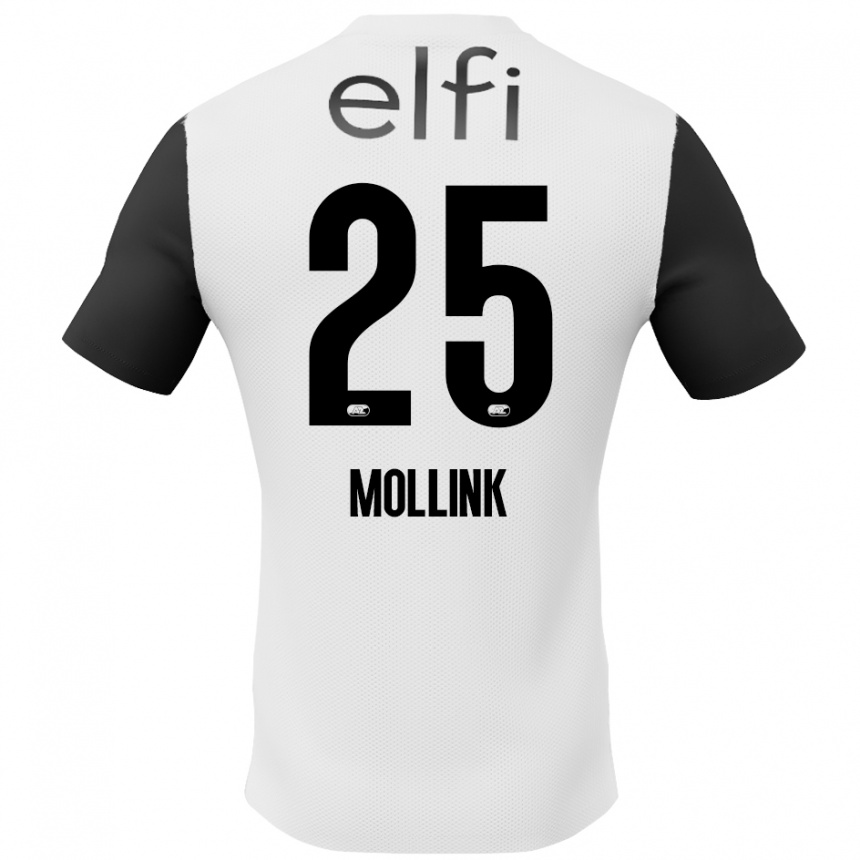 ילדים כדורגל Yaël Mollink #25 לבן שחור הרחק ג'רזי 2024/25