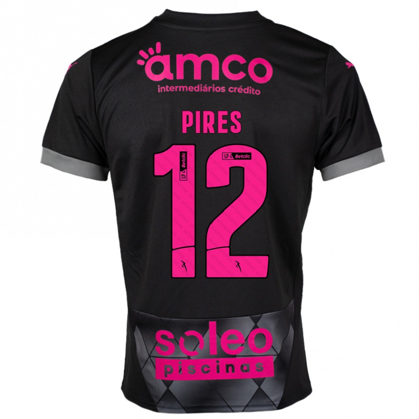 ילדים כדורגל Hugo Pires #12 שחור ורוד הרחק ג'רזי 2024/25