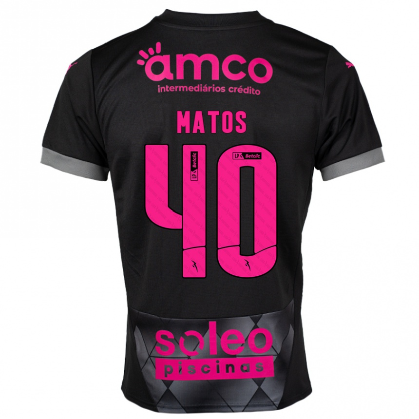 ילדים כדורגל João Matos #40 שחור ורוד הרחק ג'רזי 2024/25