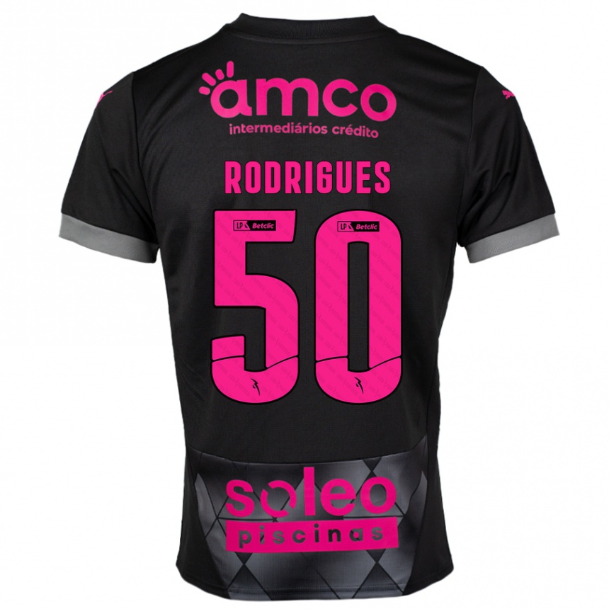 ילדים כדורגל Diego Rodrigues #50 שחור ורוד הרחק ג'רזי 2024/25