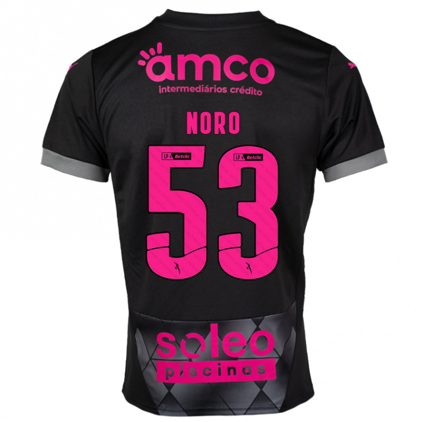 ילדים כדורגל Jonatás Noro #53 שחור ורוד הרחק ג'רזי 2024/25