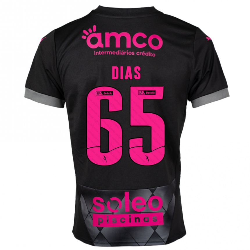 ילדים כדורגל Leandro Dias #65 שחור ורוד הרחק ג'רזי 2024/25