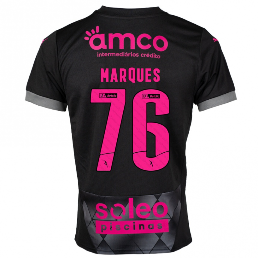 ילדים כדורגל Tomás Marques #76 שחור ורוד הרחק ג'רזי 2024/25