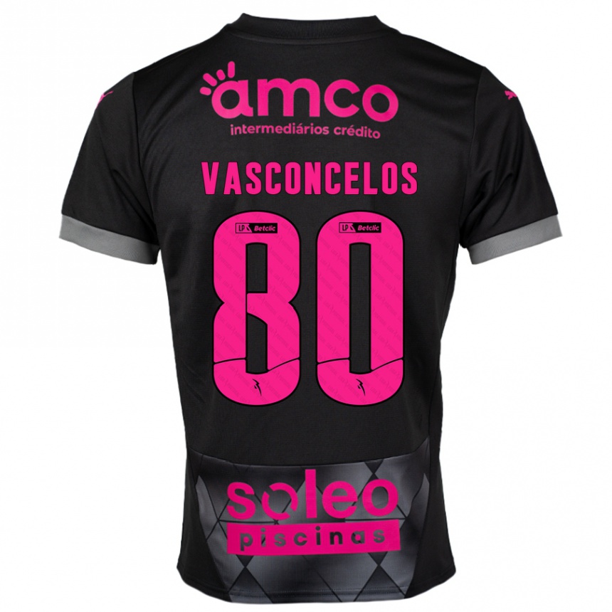 ילדים כדורגל Vasconcelos #80 שחור ורוד הרחק ג'רזי 2024/25